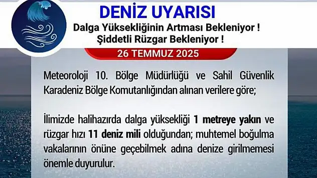 Samsun Valiliğinden uyarı: Denize girmeyin!