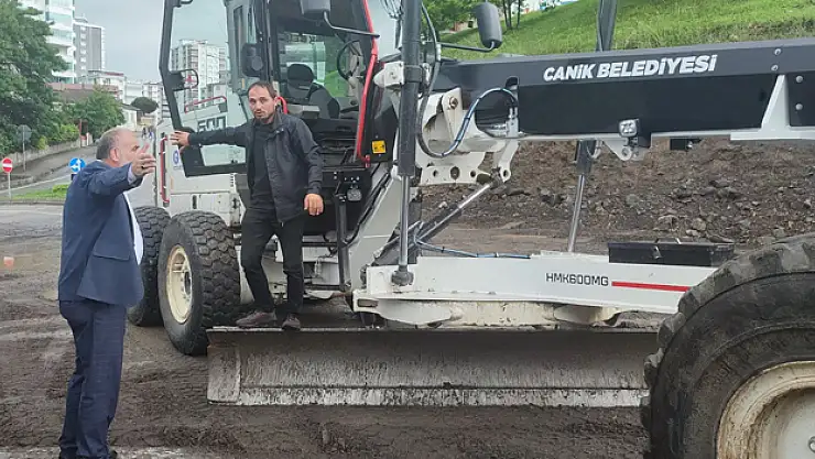 Canik'te yağmurla mücadele