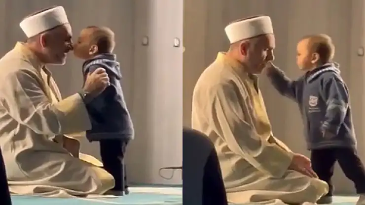 Maltepe'de dua okuyan imam ile çocuğun oyunu yürek ısıttı