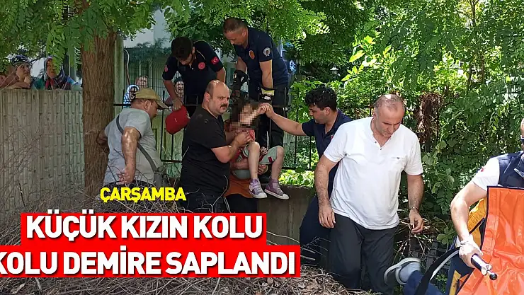 Kolu bahçenin demir korkuluğuna saplanan çocuk, hastaneye kaldırıldı
