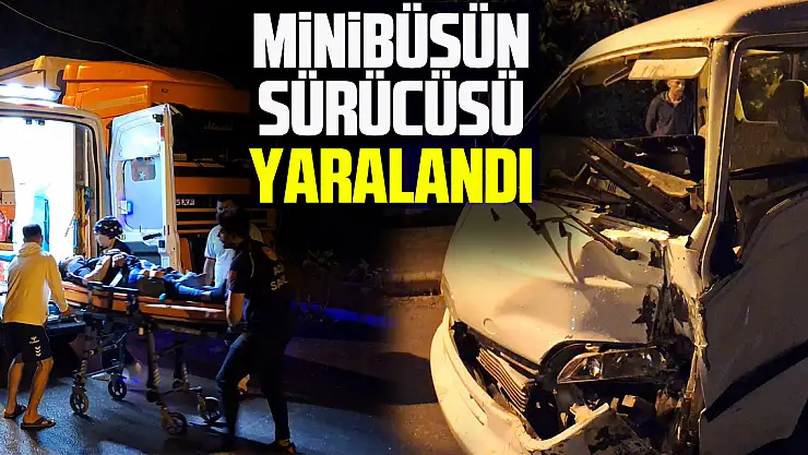 Samsun'da park halindeki kamyona çarpan minibüsün sürücüsü yaralandı