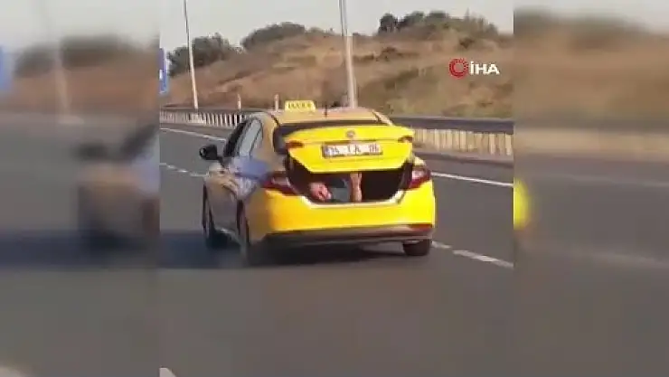 TEM'de ticari taksinin bagajında ilginç yolculuk kamerada