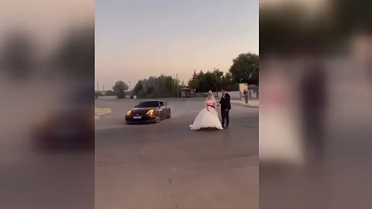 Aksaray'da gelin ile damadın etrafında drift yapan sürücüye para cezası