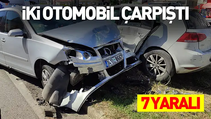 Çarpışan iki otomobil refüje savruldu: 7 yaralı