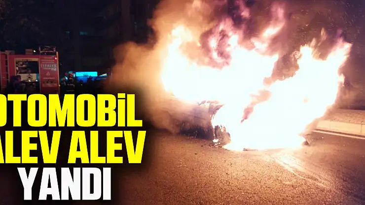 Kırmızı ışıkta bekleyen otomobil alev alev yandı