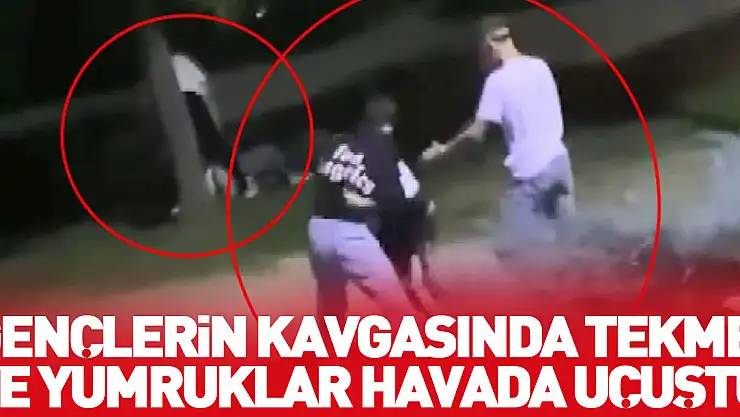 Gençlerin kavgasında tekme ve yumruklar havada uçuştu