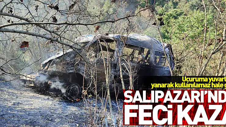 kamyonetle çarpıştıktan sonra uçuruma yuvarlanan minibüsteki 4 kişi yaralandı