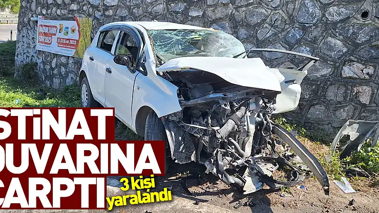 Samsun'da istinat duvarına çarpan otomobildeki 3 kişi yaralandı