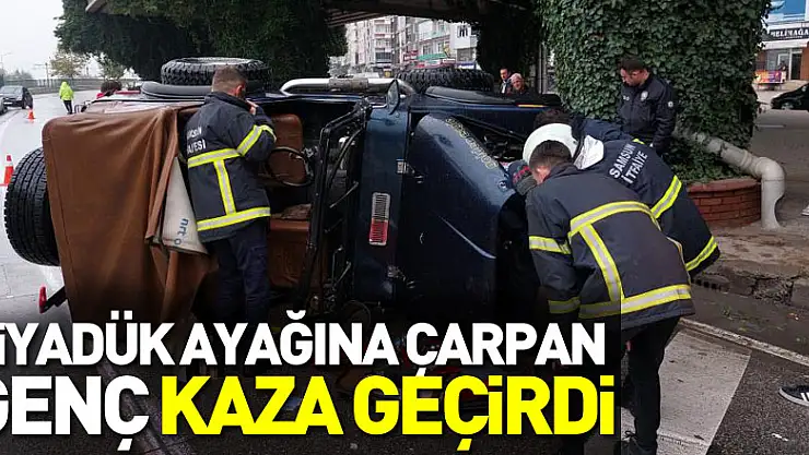 Viyadük ayağına çarpan genç kaza geçirdi
