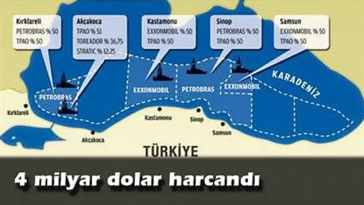 Karadeniz'de petrol bulmak için 4 milyar dolar harcandı