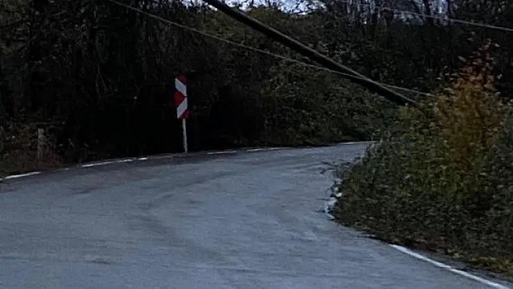 Elektrik direkleri yola yıkıldı