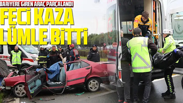 Bariyere Giren Araç Parçalandı