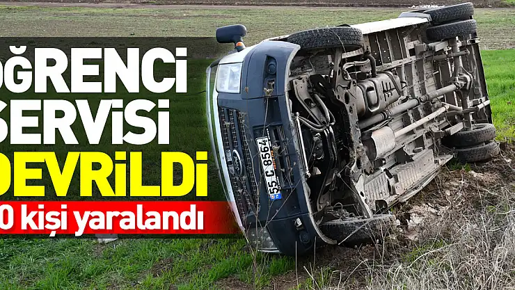 ÖĞRENCİ SERVİSİ DEVRİLDİ