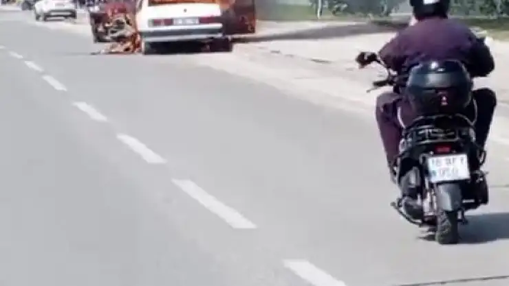 otomobil alevlere teslim oldu