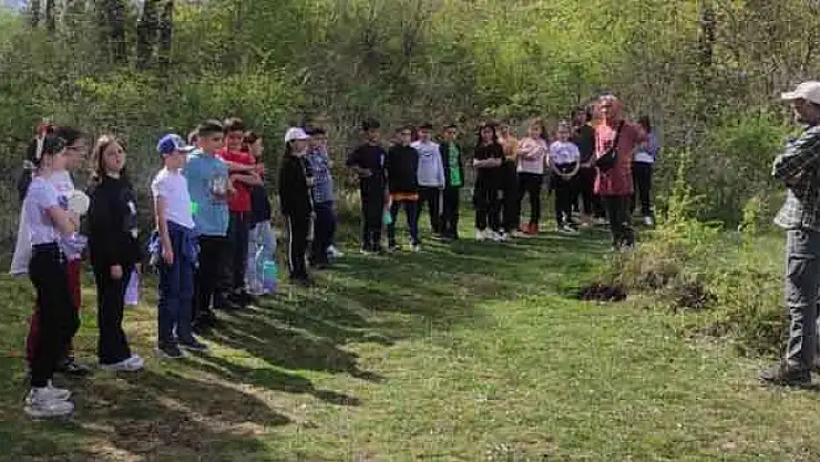 Öğrenciler  şakayık çiçeğini inceledi