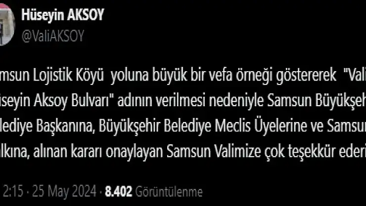 İsmi Bulvara Verildi