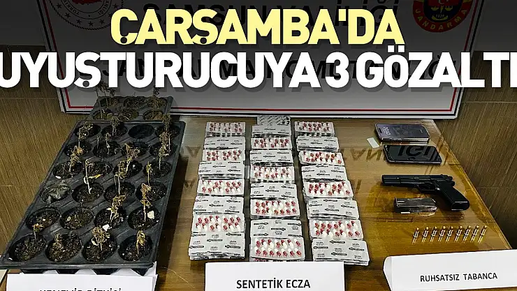 Çarşamba'da uyuşturucuya 3 gözaltı