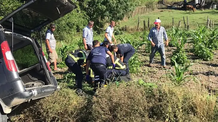 Araç sulama kanalına devrildi