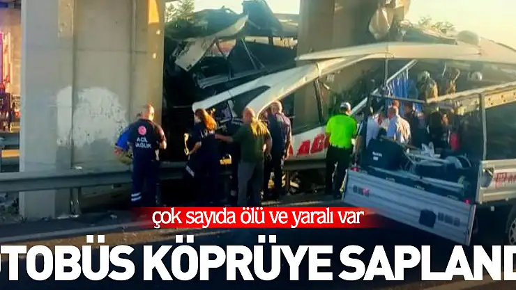 Otobüs köprüye saplandı