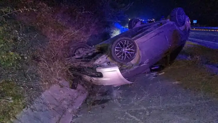 Köpeğe çarpmamak için takla attı