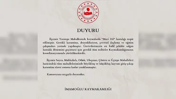 'Mavi dil' karantinası