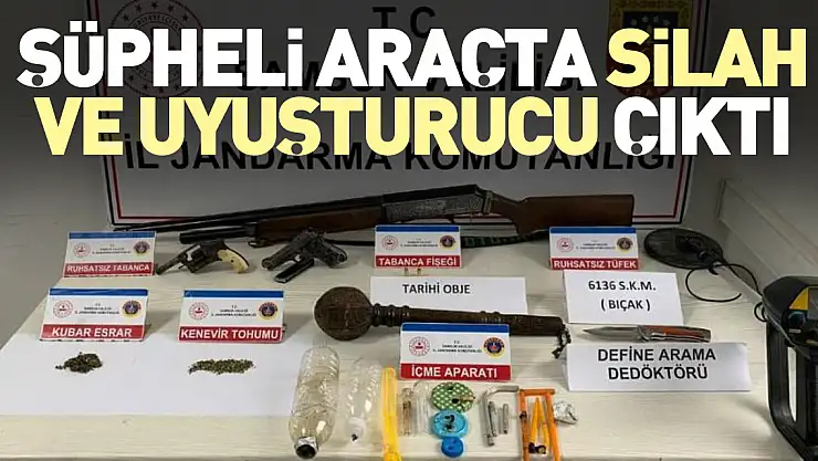 Şüpheli araçta silah ve uyuşturucu çıktı
