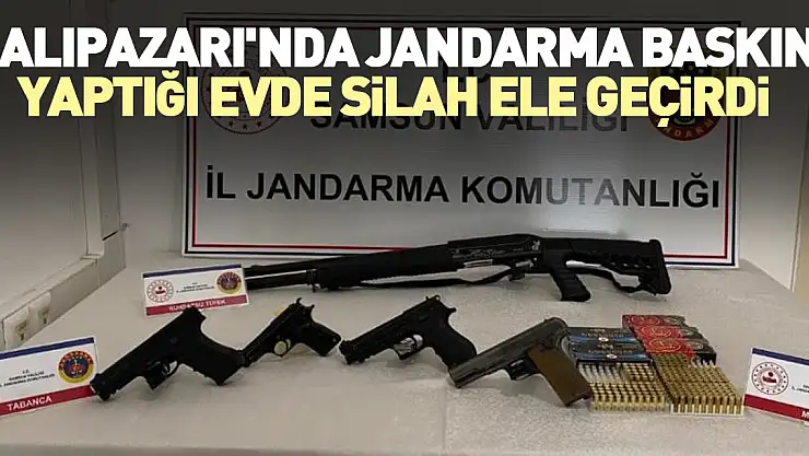 Salıpazarı'nda Jandarma baskın yaptığı evde silah ele geçirdi