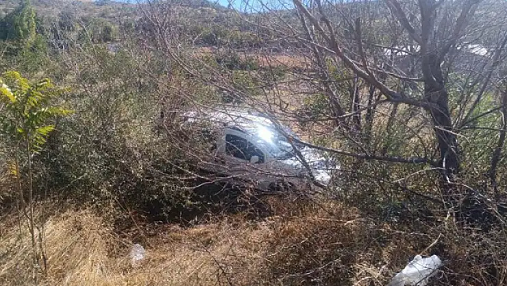 Ticari araç şarampole yuvarlandı