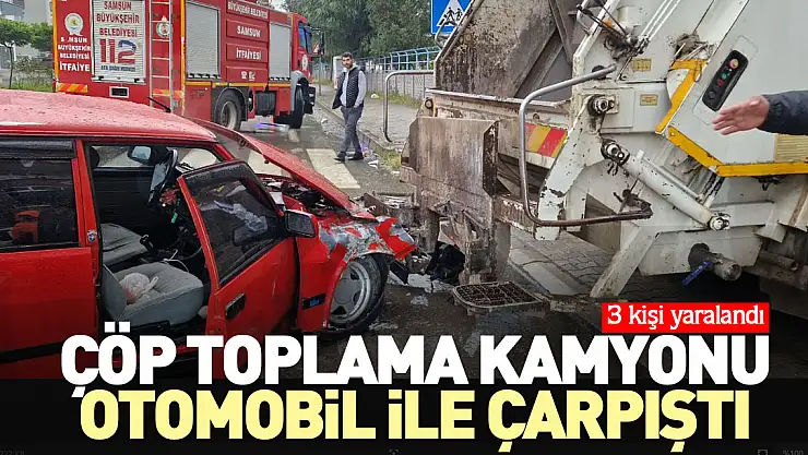 ÇÖP TOPLAMA KAMYONU OTOMOBİL İLE ÇARPIŞTI