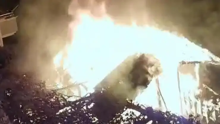 Bahçedeki çardak alev alev yandı