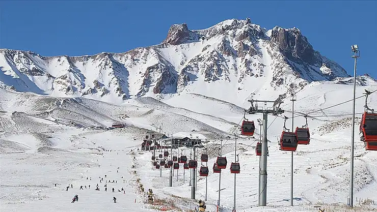 Erciyes'te pistler kayakseverlerle doldu