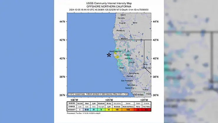 California açıklarında  deprem