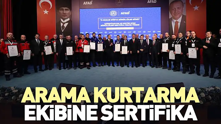 Arama Kurtarma ekibine sertifika