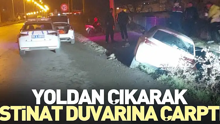 Yoldan çıkarak istinat duvarına çarptı