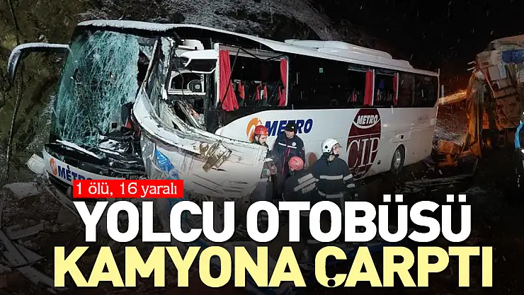 Yolcu otobüsü kamyona çarptı