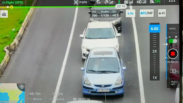 Kemer takmayan sürücüler dronla görüntülendi