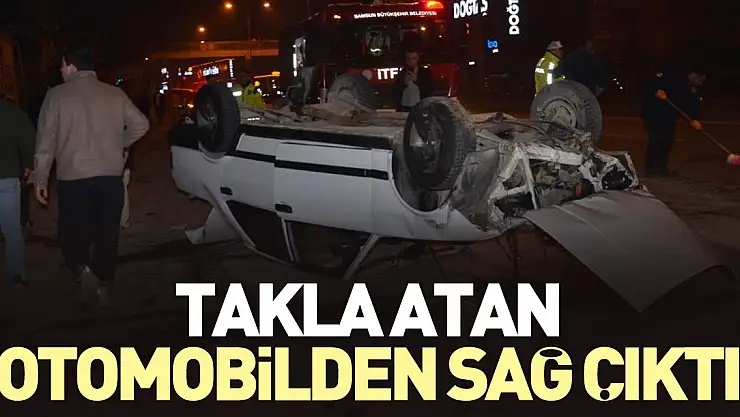 Lastiği patlayan otomobil takla atıp hurdaya döndü