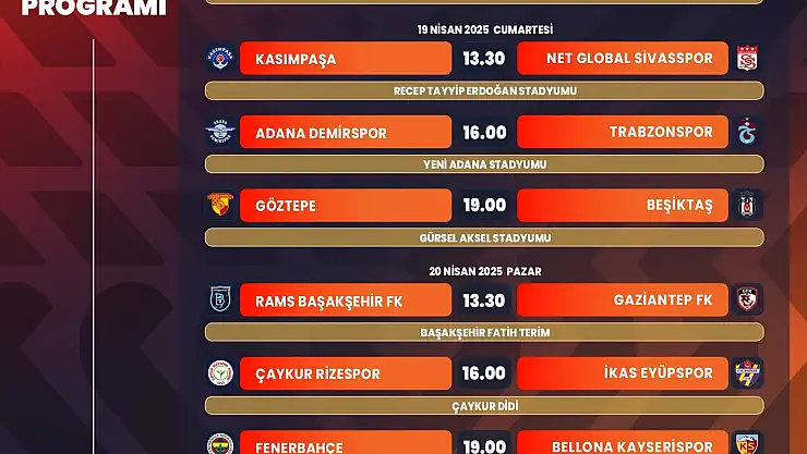 32, 33 ve 34. haftaların programı açıklandı