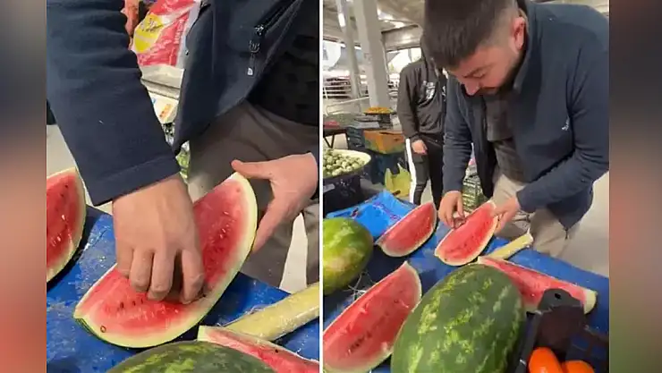 Pazarcının hilesi kameraya yansıdı