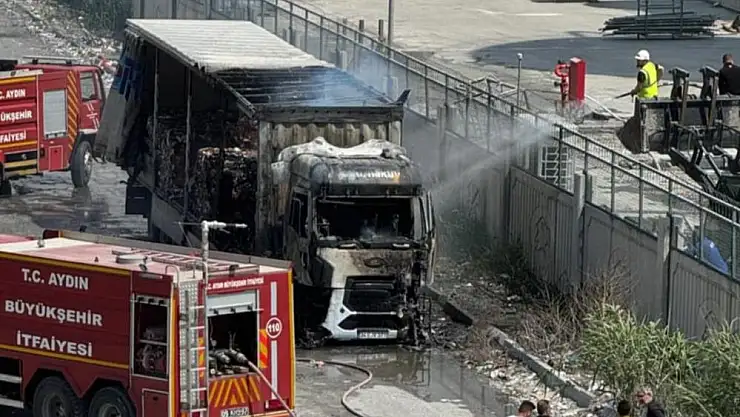 Alevler kısa sürede atık taşıyan tırı sardı