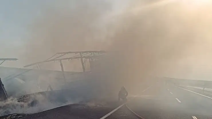 Şırnak'ta seyir halindeki tır alevler