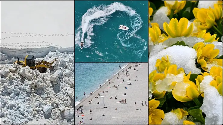 Sahillerde deniz keyfi, dağlarda karla mücadele