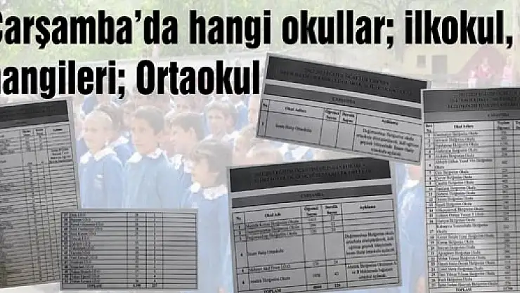 Çarşamba'da hangi okullar ilkokul, hangileri Ortaokul