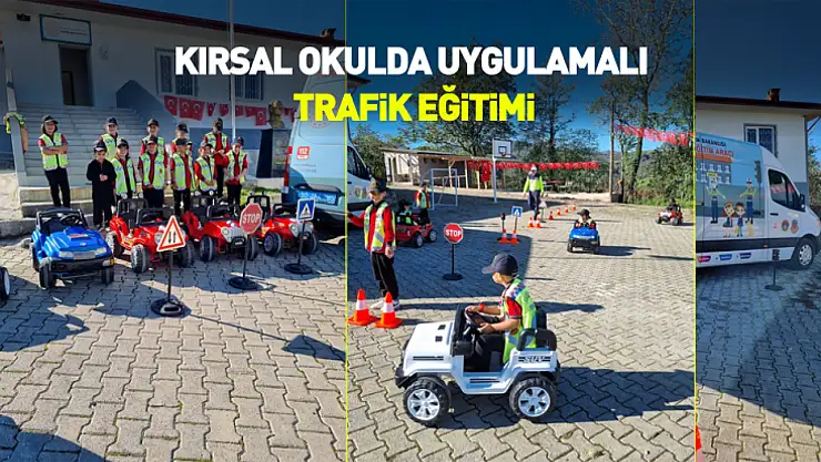 21 öğrencili kırsal okulda uygulamalı trafik eğitimi