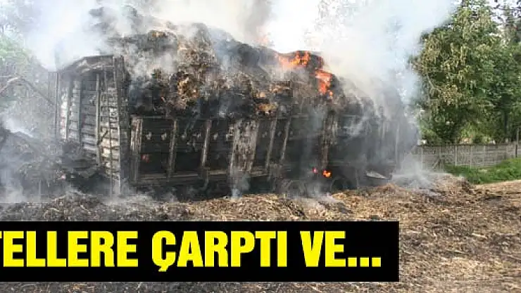 Saman yüklü kamyon elektrik tellerine takılınca...