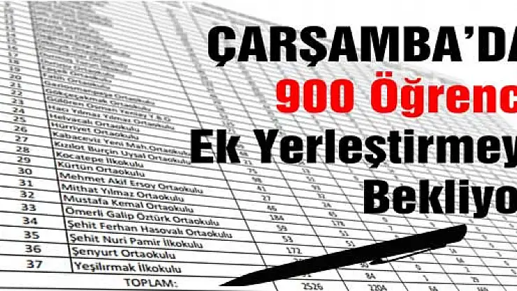 ÇARŞAMBA'DA 900 ÖĞRENCİ EK YERLEŞTİRMEYİ BEKLİYOR