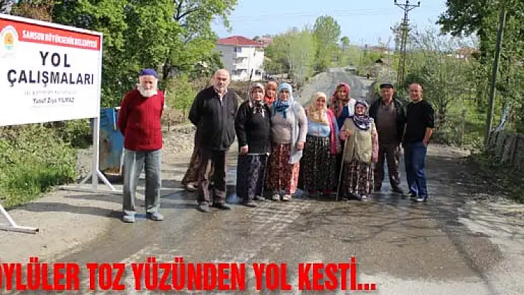 KÖYLÜLER TOZ YÜZÜNDEN YOL KESTİ...