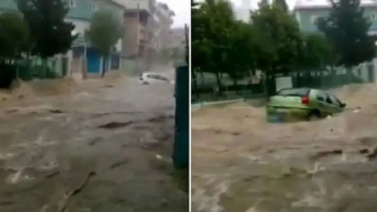 Sel suları araçları bile sürükledi