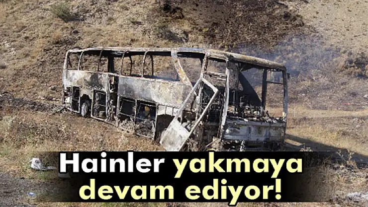 Yol kesen teröristler araçları ateşe verdi
