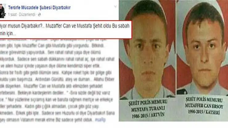 Şehit polislerin meslektaşlarından yürek dağlayan mesaj